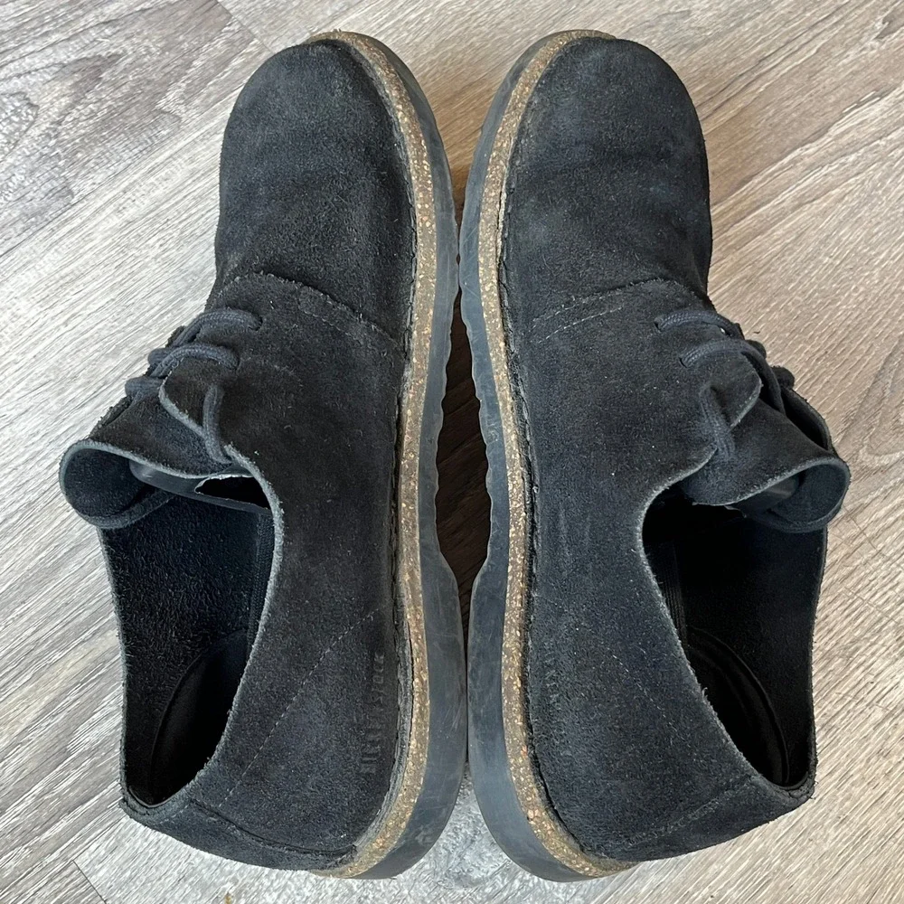 Birkenstock Gary Black Suede Lace Up Flat Shoes Mens Size 42 N EU USM9 L11